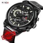ساعت نیوی فورس مردانه مدل NF9068L-B-W-B بند چرمی از بالا