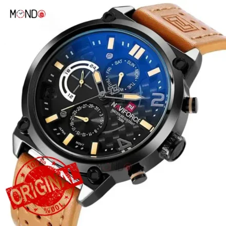 ساعت نیوی فورس مردانه مدل NF9068L-B-Y-BN بند چرمی از بالا