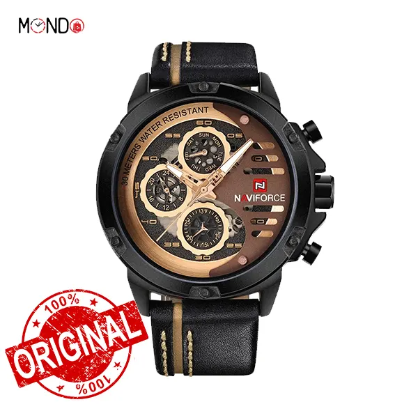 NF9110S B-rg-B copy ساعت نیوی فورس مردانه NF9110L B-RG-B بند چرمی
