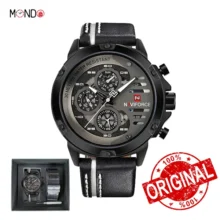 ساعت نیوی فورس مردانه NF9110S-B-W-B با ۲ بند (چرمی + حصیری)