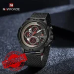 ساعت نیوی فورس مردانه NF9110S-B-R-B بند حصیری از رو به رو