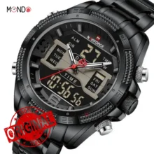 ساعت نیوی فورس مردانه مدل NF 9201 B-B فول مشکی جزئیات آنالوگ و دیجیتال