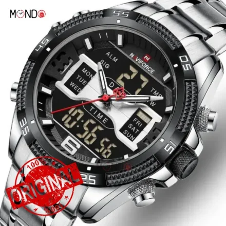 ساعت نیوی فورس مردانه مدل NF 9201 S-B مشکی نمایش عقربه و دیجیتال