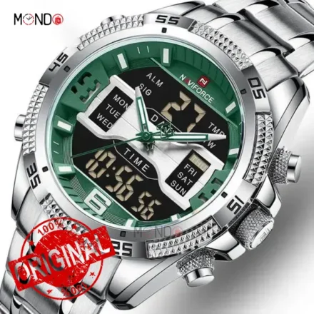 ساعت نیوی فورس مردانه مدل NF 9201 S-GN سبز جزئیات صفحه