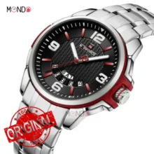 ساعت مردانه نیوی فورس مشکی قرمز مدل Nf 9215 S-R-B جزئیات قاب و صفحه