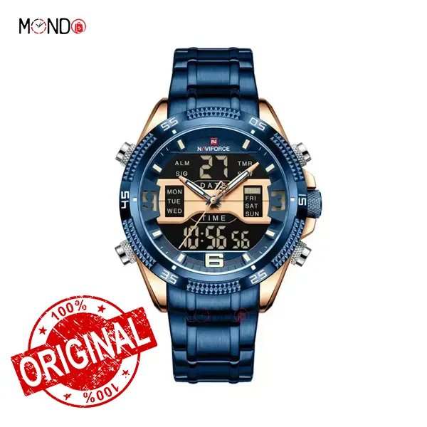 Naviforce NF 9201 RG-BE copy ساعت نیوی فورس مردانه مدل NF 9201 RG-BE آبی رزگلد